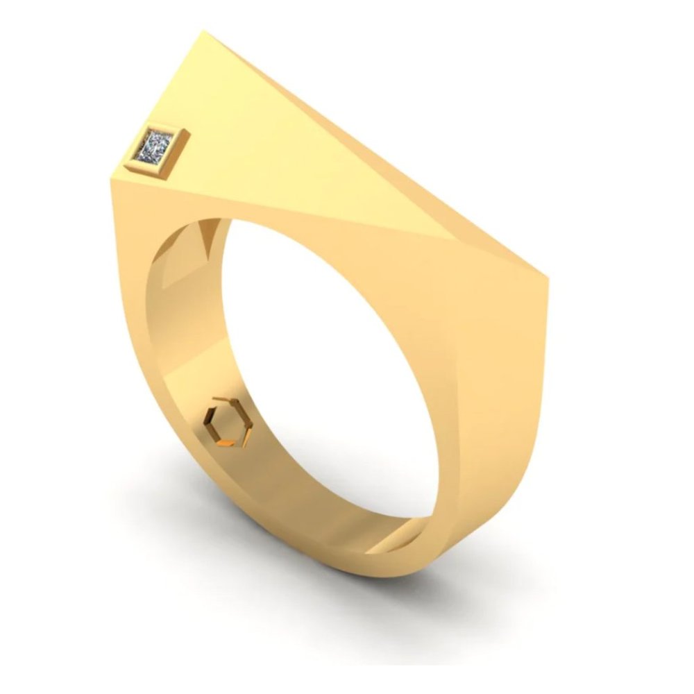 Thin Flex Ring with Lab Grown Diamond - 14K Gold Vermeil